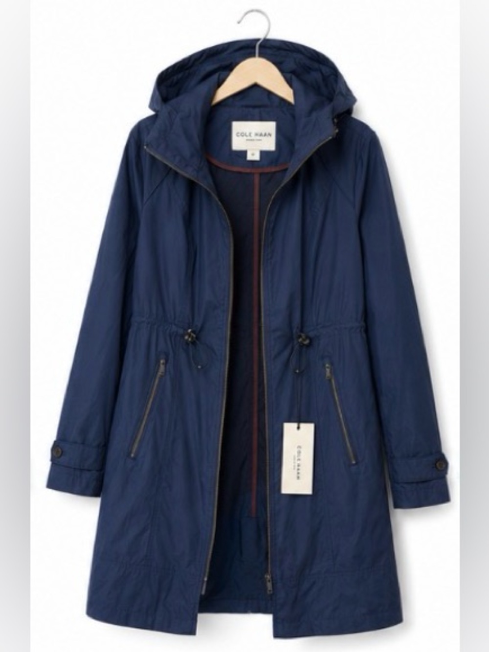 Cole Haan Signature Packable Hooded Rain Jacket Navy M NWT